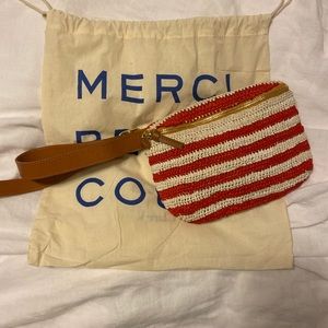 Clare v red and white raffia fannypack